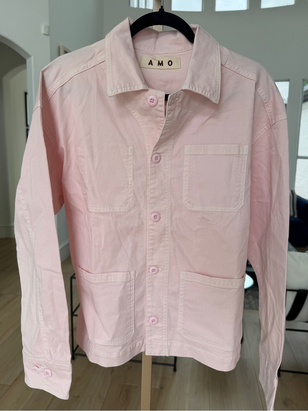 AMO Light Pink Workwear Button-Up Jacket